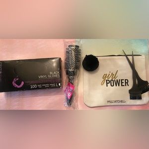 Large Gloves, Color Brushes,Paul Mitchell Cosmetic Bag Round Brush